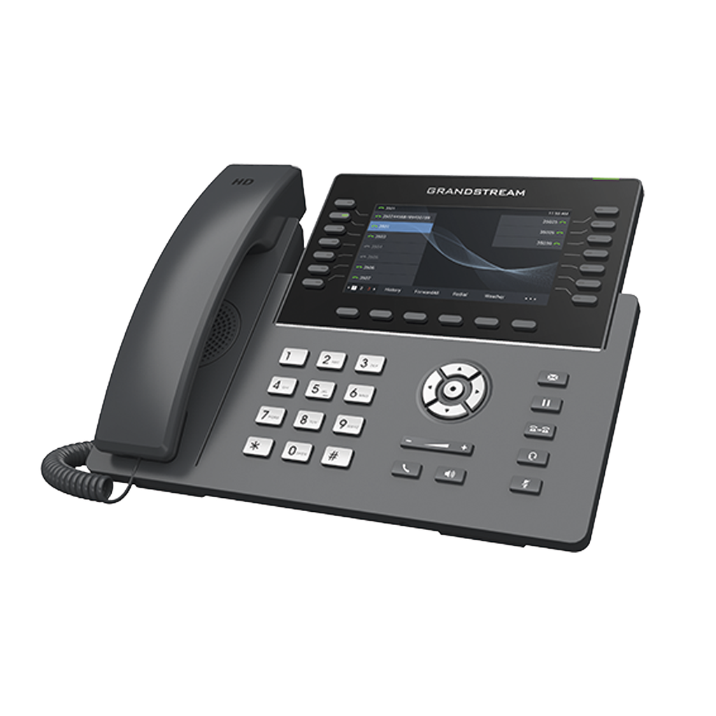 Teléfono IP Wi-Fi, Grado Operador, 14 líneas SIP con 6 cuentas, pantalla LCD  5, puertos Gigabit, Bluetooth, PoE, codec Opus, IPV4/IPV6 con gestión en la nube GDMS