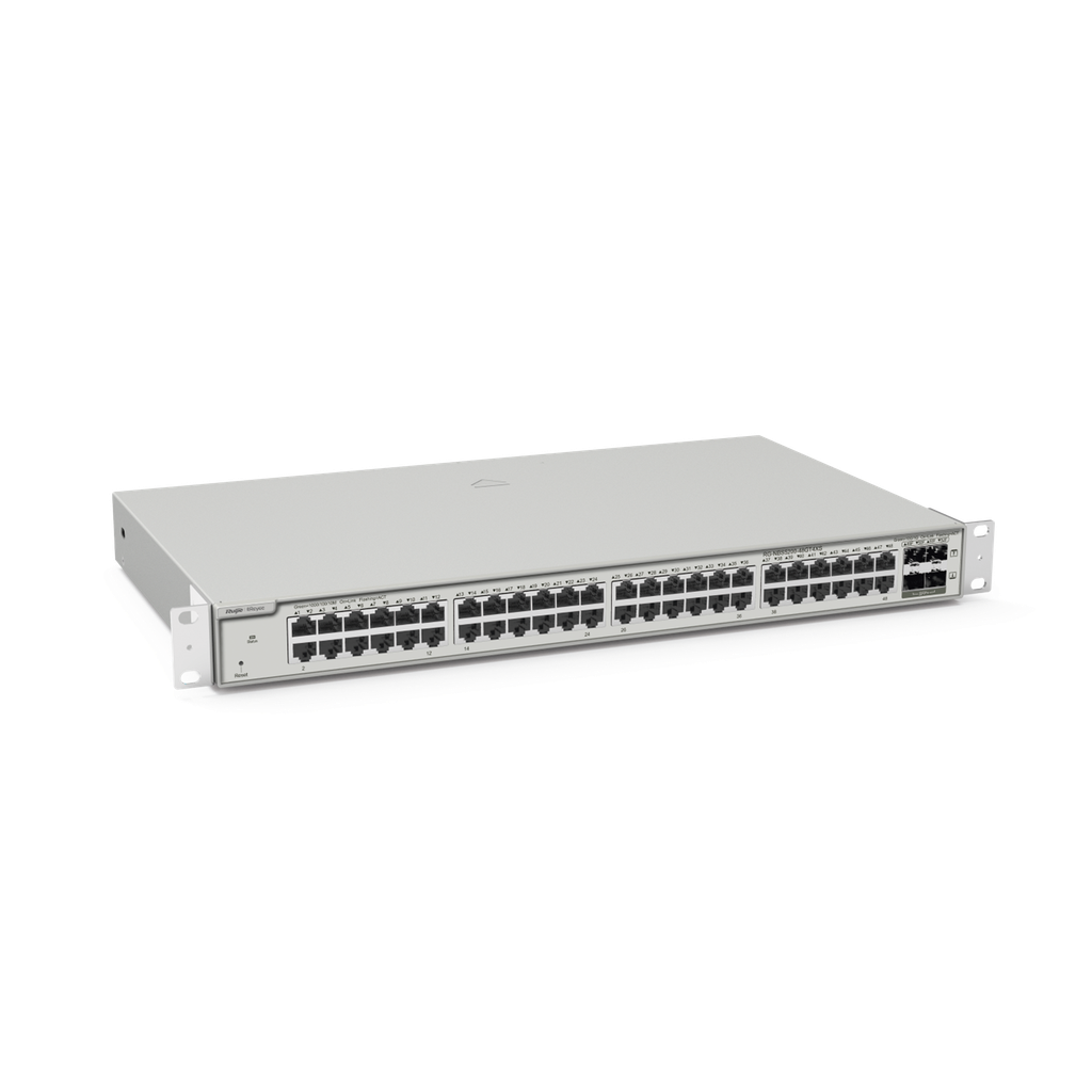 Switch Administrable Capa 3 con 48 puertos Gigabit + 4 SFP+ para fibra 10Gb, gestión gratuita desde la nube