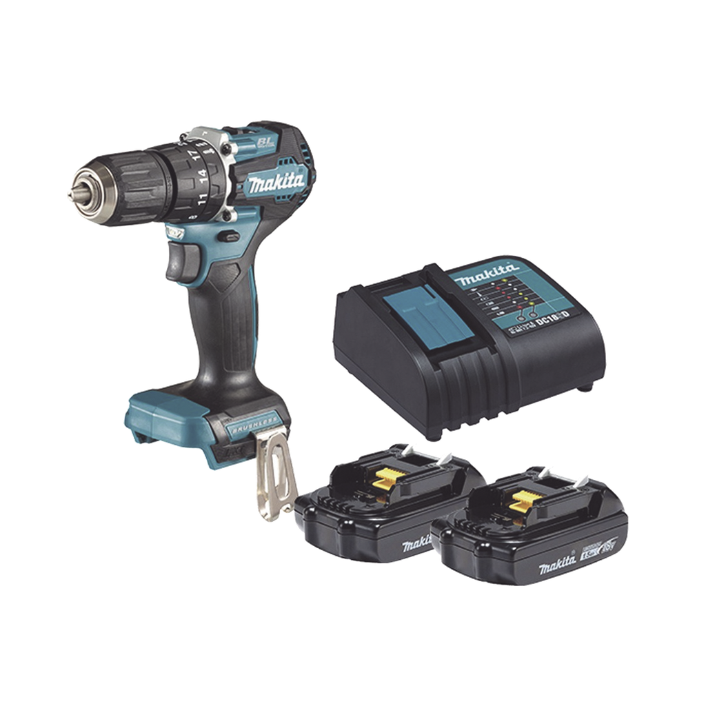 [DHP487SYX2] Rotomartillo/Taladro Inalámbrico SIN CARBONES, Broquero de 1/2, 1,700 RPM, 18V, Torque: 42 N.m C/2 Bat. (1.5Ah) y Cargador.