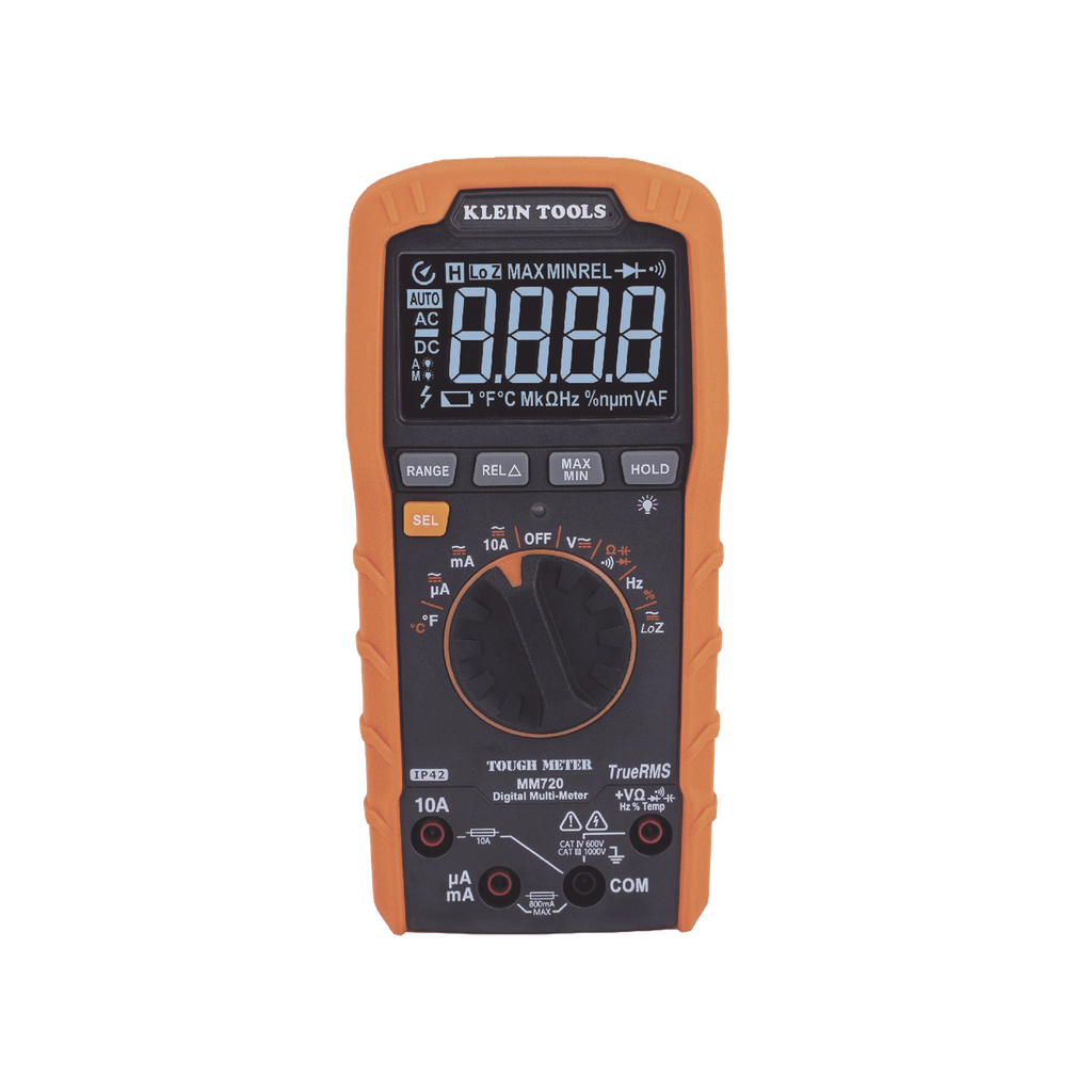 [MM720] Multímetro Digital de Rango Automático con TRMS 1000V Medición de Temperatura y Baja Impedancia