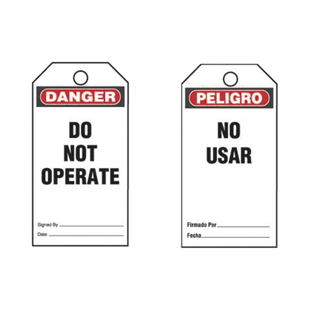 [PVT-161-Q-S] Paquete de 25 Etiquetas de Seguridad, Con Texto Peligro, No Usar, de 76 x 146 mm, Color Negro Sobre Blanco