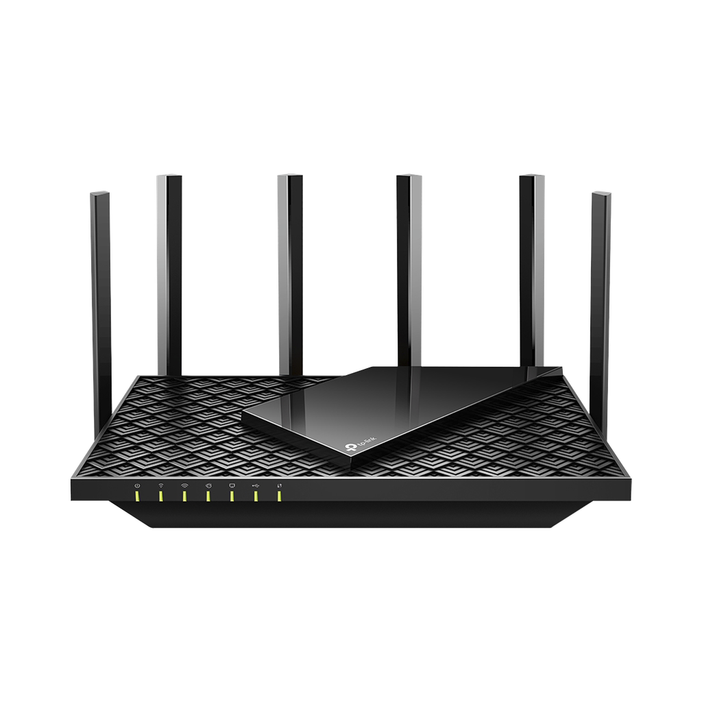 Router WiFi 6 Doble Banda / AX5400 MU-MIMO 4X4 y OFDMA / 1 puerto WAN 10/100/1000 Mbps / 4 puertos LAN 10/100/1000 Mbps / 1 puerto USB 3.0 /  6 potentes antenas / Administración App (Tether) o Página web / Protección HomeShield