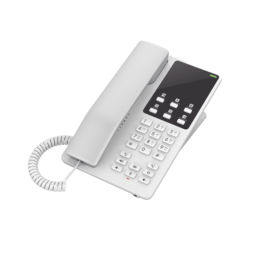 [GHP620] Teléfono IP Hotelero, 2 líneas SIP con 2 cuentas, codec Opus, IPV4/IPV6, color blanco, con gestión en la nube GDMS