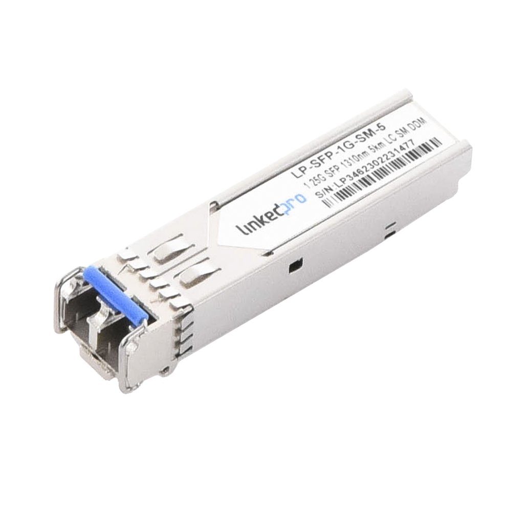 Transceptor Óptico SFP (Mini-Gbic) / Monomodo 1310 nm / 1.25 Gbps / 1000BASE / Conectores LC/UPC Dúplex / DDM / Hasta 5 km