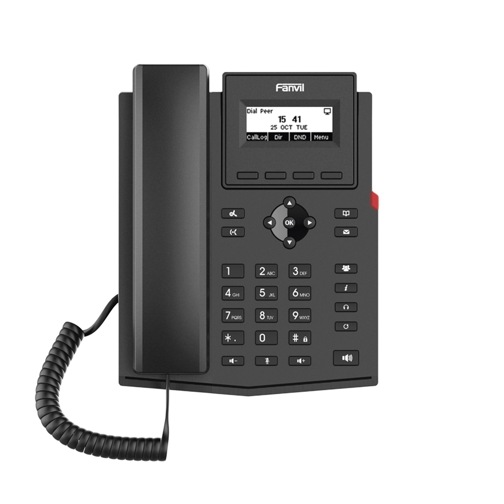 [X301G] Teléfono IP empresarial para 2 lineas SIP con pantalla LCD,  Puertos Gigabit, Códec Opus, conferencia de 6 vías, PoE.