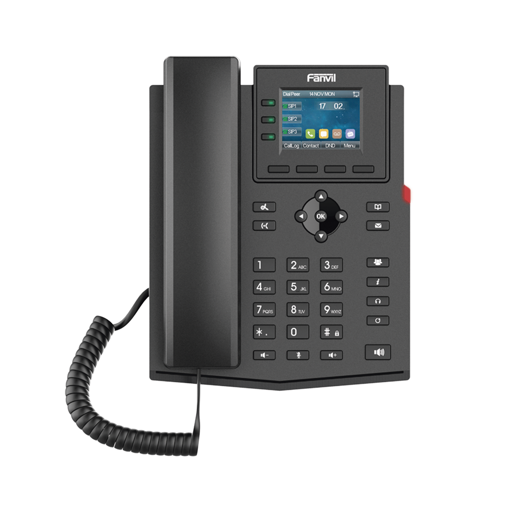 [X303W] Teléfono IP Wi-Fi empresarial para 4 líneas SIP con pantalla LCD de 2.4 pulgadas a color, Opus y conferencia de 3 vías, PoE.