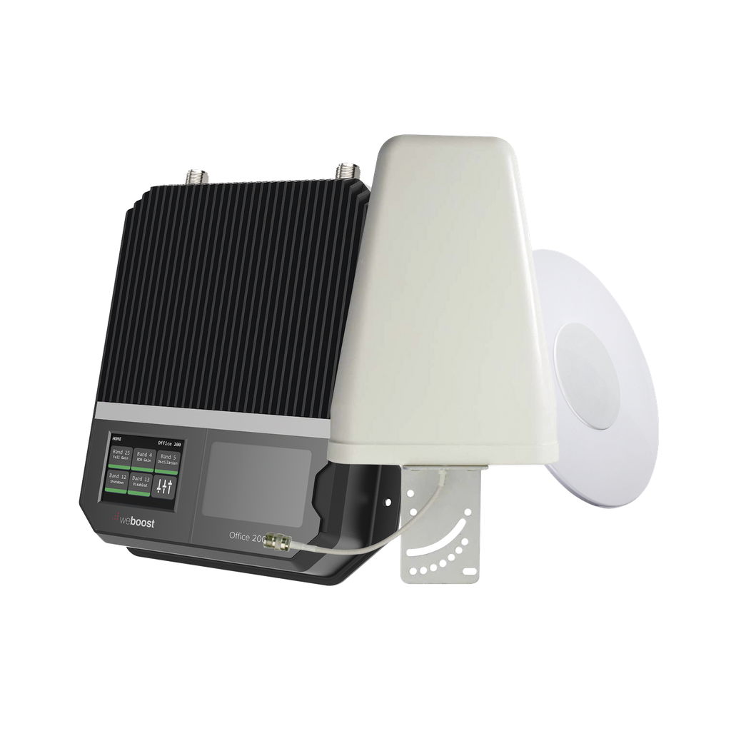 KIT Amplificador de señal celular 4G LTE, 3G y VOZ con antena direccional. Especial para cubrir áreas de hasta 4300 Metros Cuadrados por ser de grado comercial e industrial. Soporta múltiples operadores, tecnologías y usuarios.