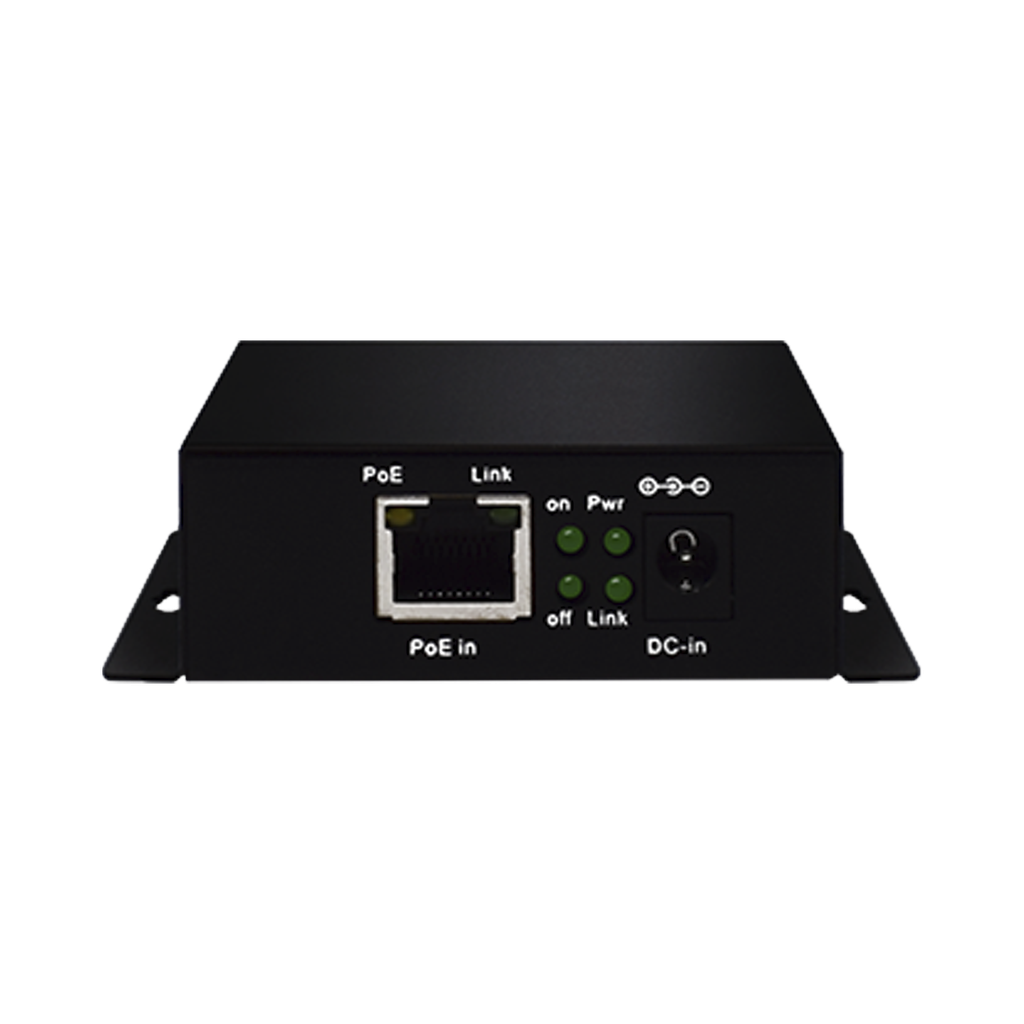 Inyector PoE Extenido Industrial / PoE 802.3 af/at Hasta 30W / Conexión plug and play / Alcance de hasta 250 metros / Aplicaciones CCTV / Alimentación PoE af/at o Vcc 37-57 Vcc
