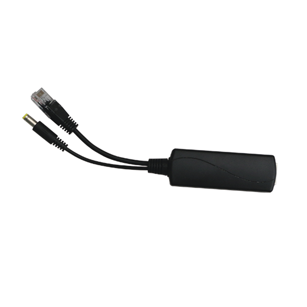 Splitter PoE IN 802.3 af/at / Se Puede Energizar Hasta con 30W / Salida de 12 Vcc 1A (12W) / Instalación es Escritorio (superficie plana) / Idea para cámas IP SIN PoE (CCTV)