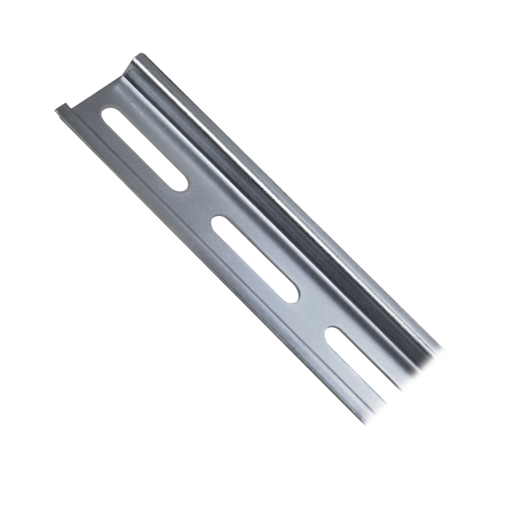 Riel DIN Estándar de 35 mm Ranurado. 2 metro de longitud. Fabricado en Acero.