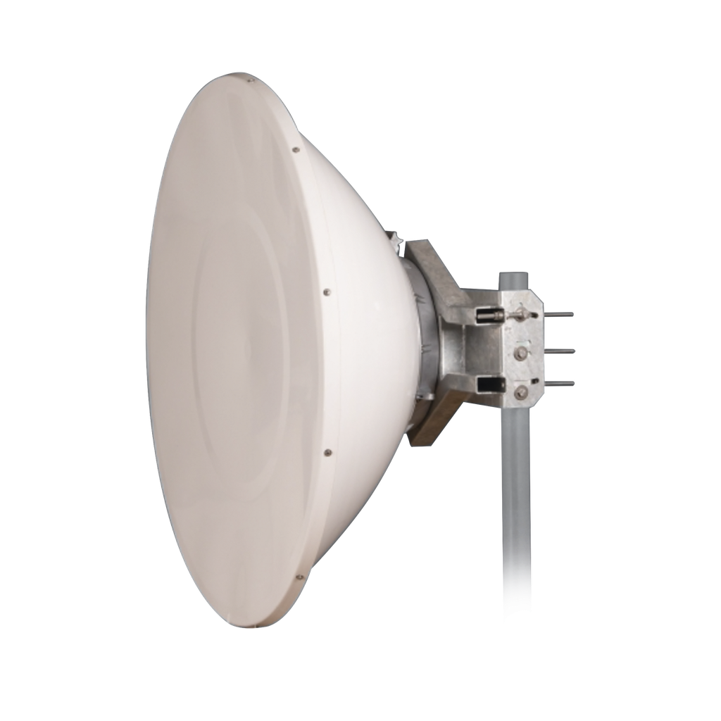 Antena Direccional de Alto Rendimiento / 35.5 ± 1 dBi  / 4 ft / 5.9-7.125 GHz / Conectores RP-SMA / Alto Aislamiento al Ruido / Fácil Montaje y herraje de acero inoxidable /  Radomo Incluido