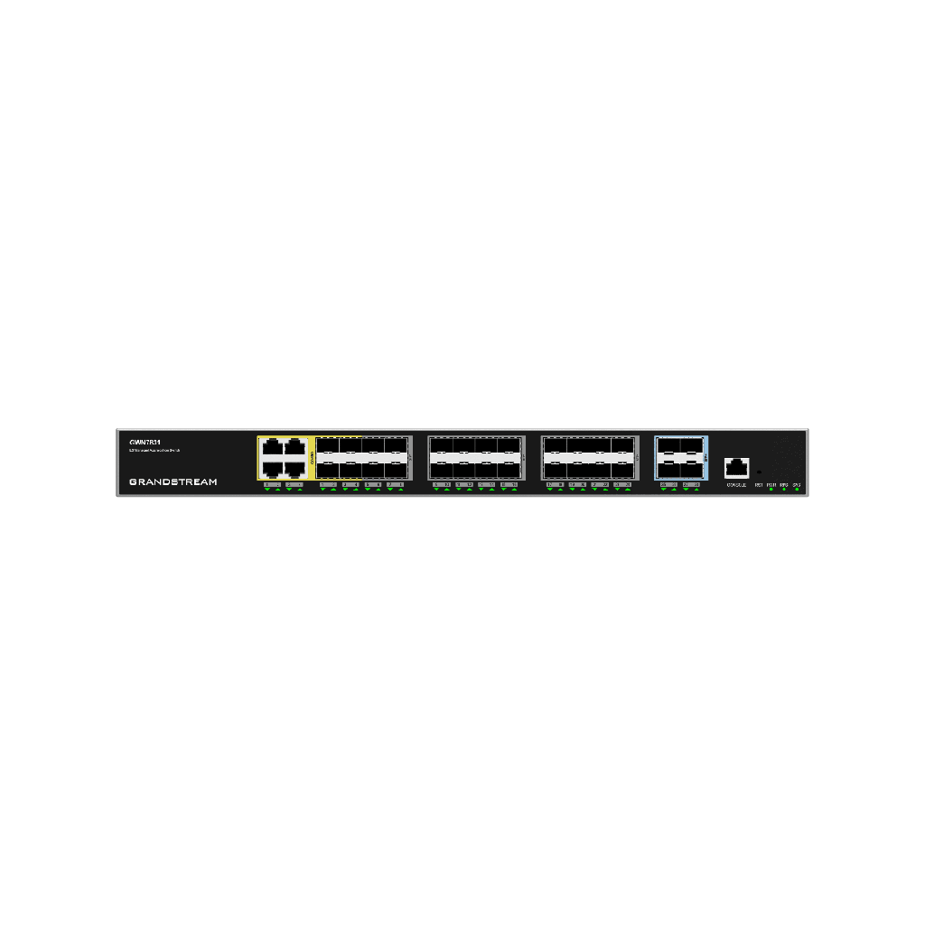 Switch de Agregación Capa 3 / 4 Puertos Gigabit Ethernet / 24 Puertos Gigabit SFP / 4 Puertos 10Gigabit SFP+ / QoS Integrada / Soporte IPv6 e IPv4 / Seguridad Avanzada / Stacking /