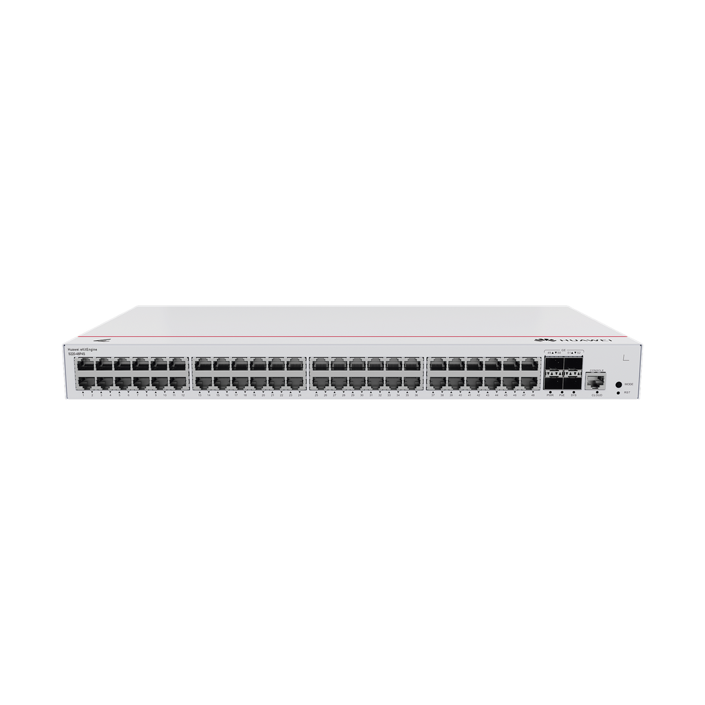 Switch de Acceso Gigabit Administrable PoE Capa 2 / 48 puertos 10/100/1000 Mbps (PoE) / 4 Puertos 1GE SFP Uplink / ERPS / IMGP Snooping / DHCP Snooping / PoE Perpetuo / 380W / Administración Nube Gratis