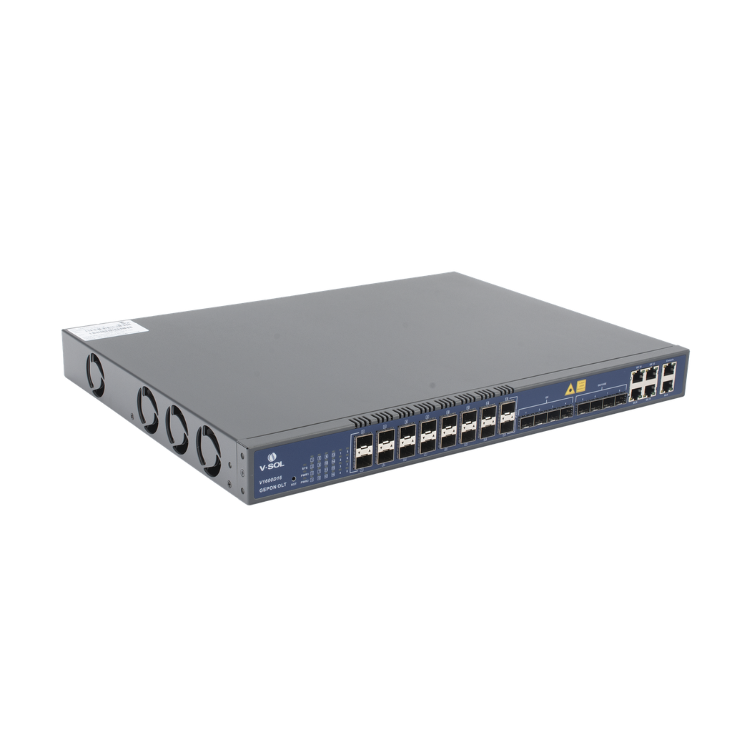 [V1600-D16] OLT de 16 puertos EPON con 12 puertos Uplink (4 puertos Gigabit Ethernet + 4 puertos SFP + 4 puertos SFP+) , hasta 1,024 ONUS