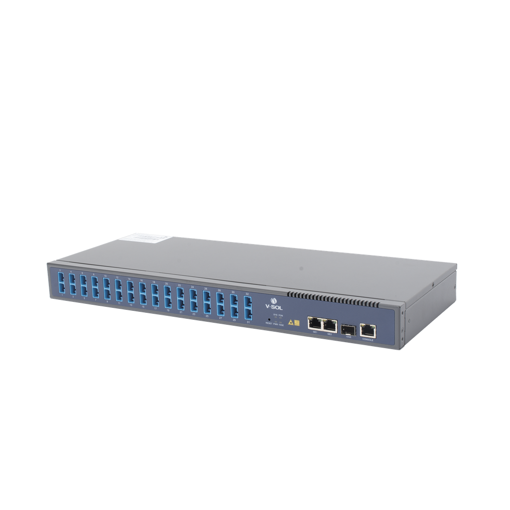 [V1600GS-O32] OLT de 1 GPON puerto con Splitter de 1 a 32 SC/UPC Incluido  + 3 puertos Uplink (2 puertos Gigabit Ethernet + 1 puerto SFP/SFP+) , hasta 128 ONUS