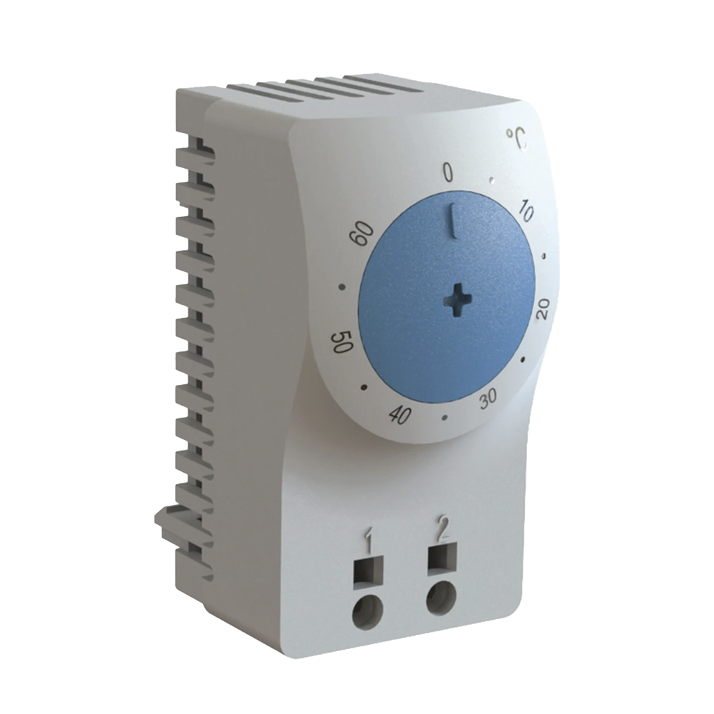 [ATEMNOF] Termostato/Interruptor Para Control de Temperatura en Grados Fahrenheit, Para Uso con Ventiladores, Con Terminales de Conexión, y Clip para Riel Din de 35 mm, Color Gris Claro