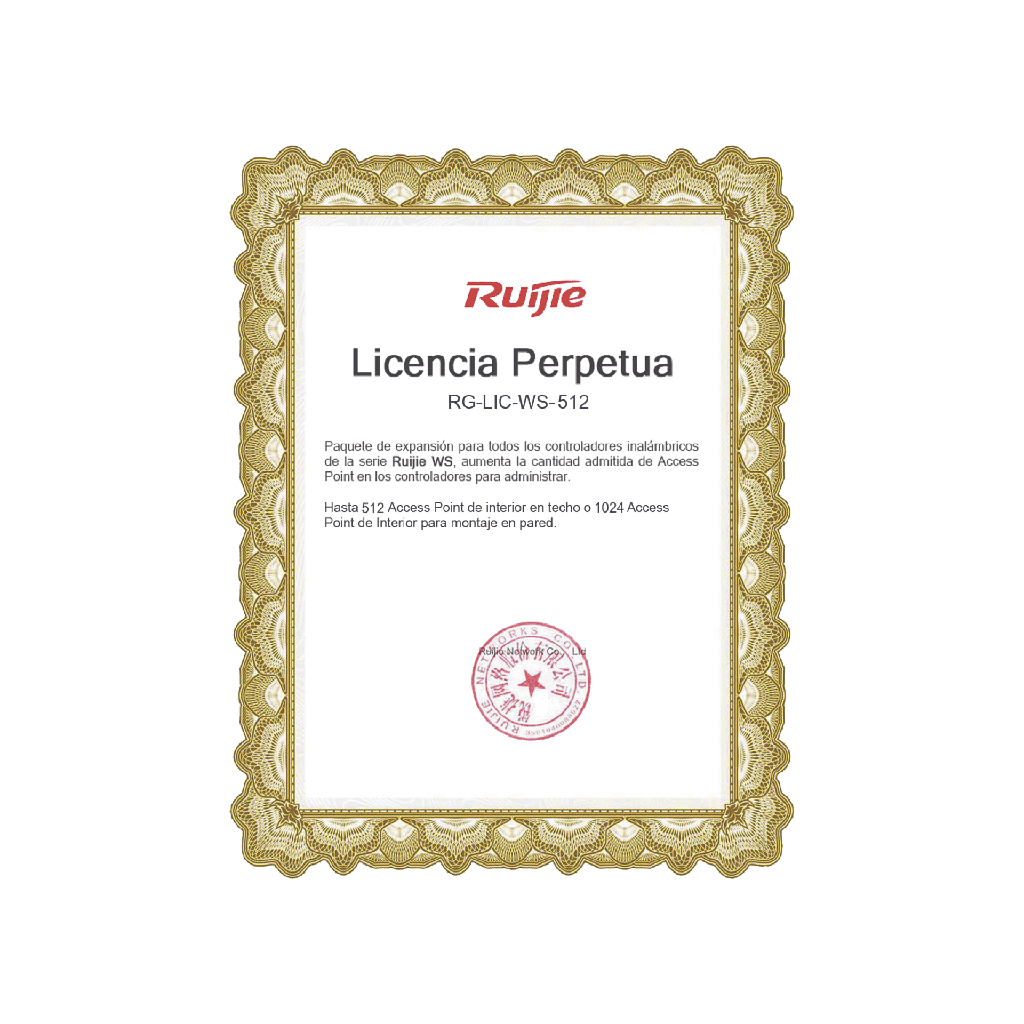 Paquete de expansión para controladores inalámbricos serie Ruijie WS hasta 512 APs interior en techo o 1024 APs interior montaje en pared.