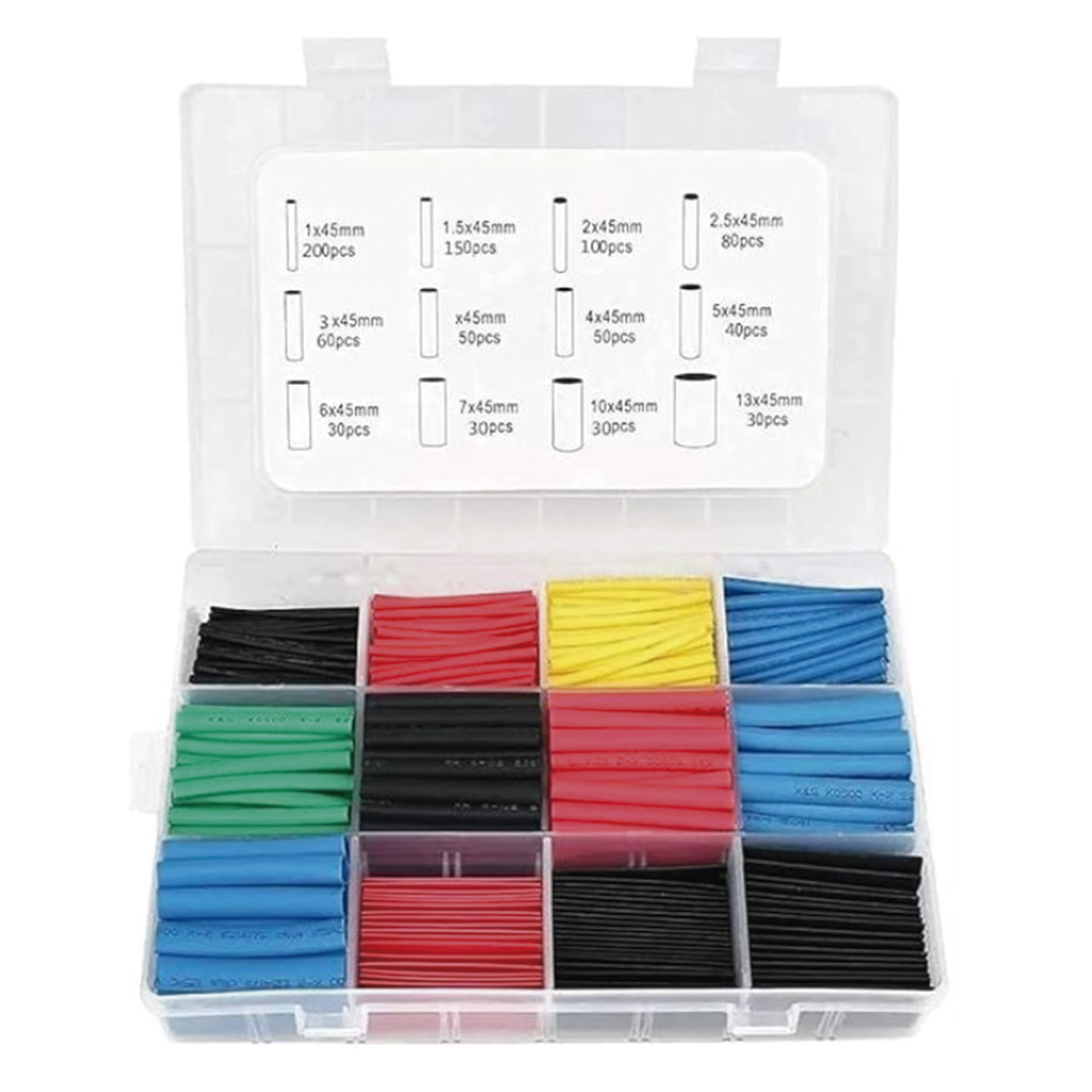 [PST-C04-002] 850 Tubos Termoencogibles (Termofit) 2:1, de 12 Diferentes Medidas