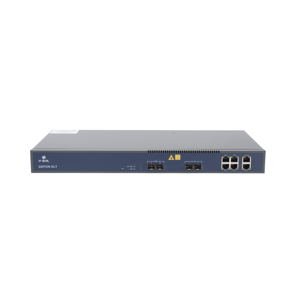 OLT de 2 puertos EPON con 6 puertos Uplink (4 puertos Gigabit Ethernet + 2 puertos Gigabit Ethernet SFP/SFP+) / hasta 128 ONUS
