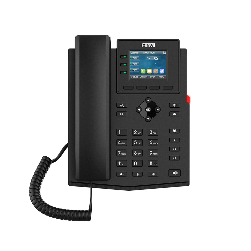 [X303-2W] Teléfono 2 Hilos para switch PN8 y PN24 /empresarial para 4 líneas SIP con pantalla LCD de 2.4 pulgadas a color, Opus y conferencia de 6 vías, PoE.