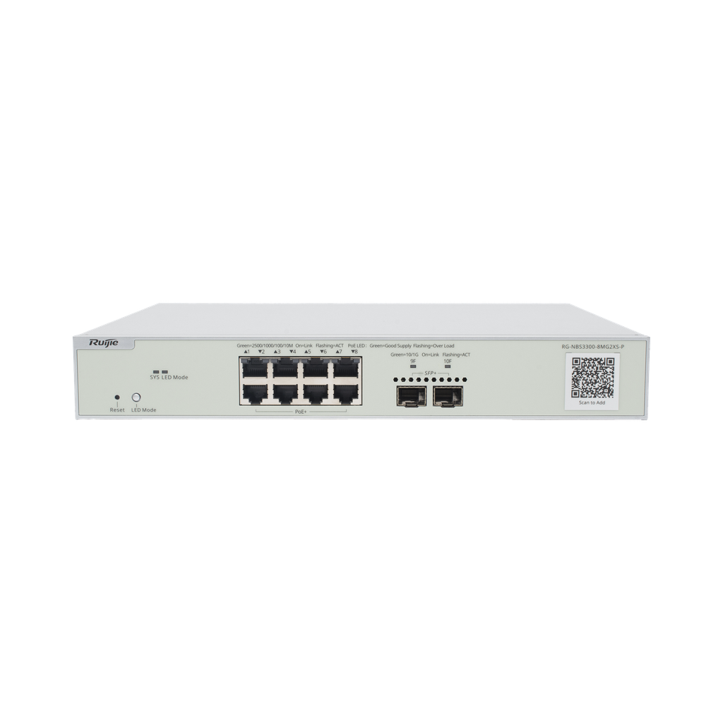 Switch Multi-Gigabit PoE+ Capa 2 con 8 Puertos 2.5G PoE+ hasta 240W y 2 Uplink SFP+ 10G ,Administrable Cloud, Diseñado Para Access Points WiFi 6/7