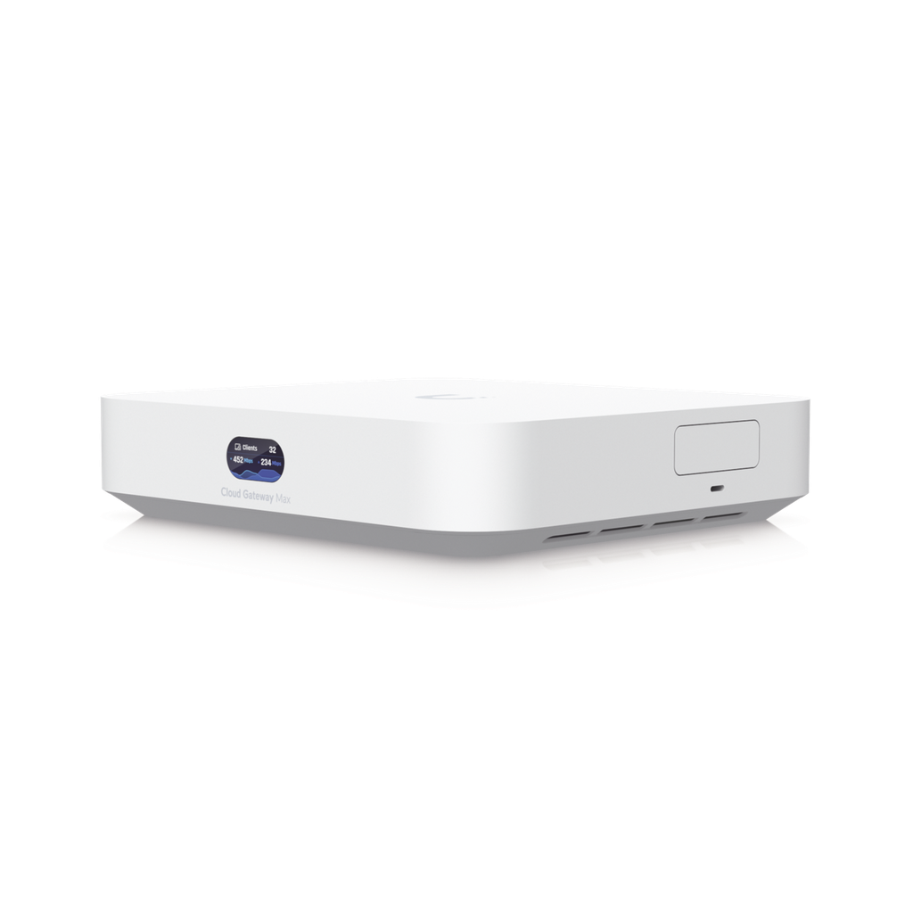 UCG Max Cloud Gateway de 2.5 GbE Compacto con Soporte para hasta 30 Dispositivos UniFi, 300+ Clientes, Enrutamiento IPS de 2.3 Gbps y Almacenamiento 512 GB de Memoria Interna
