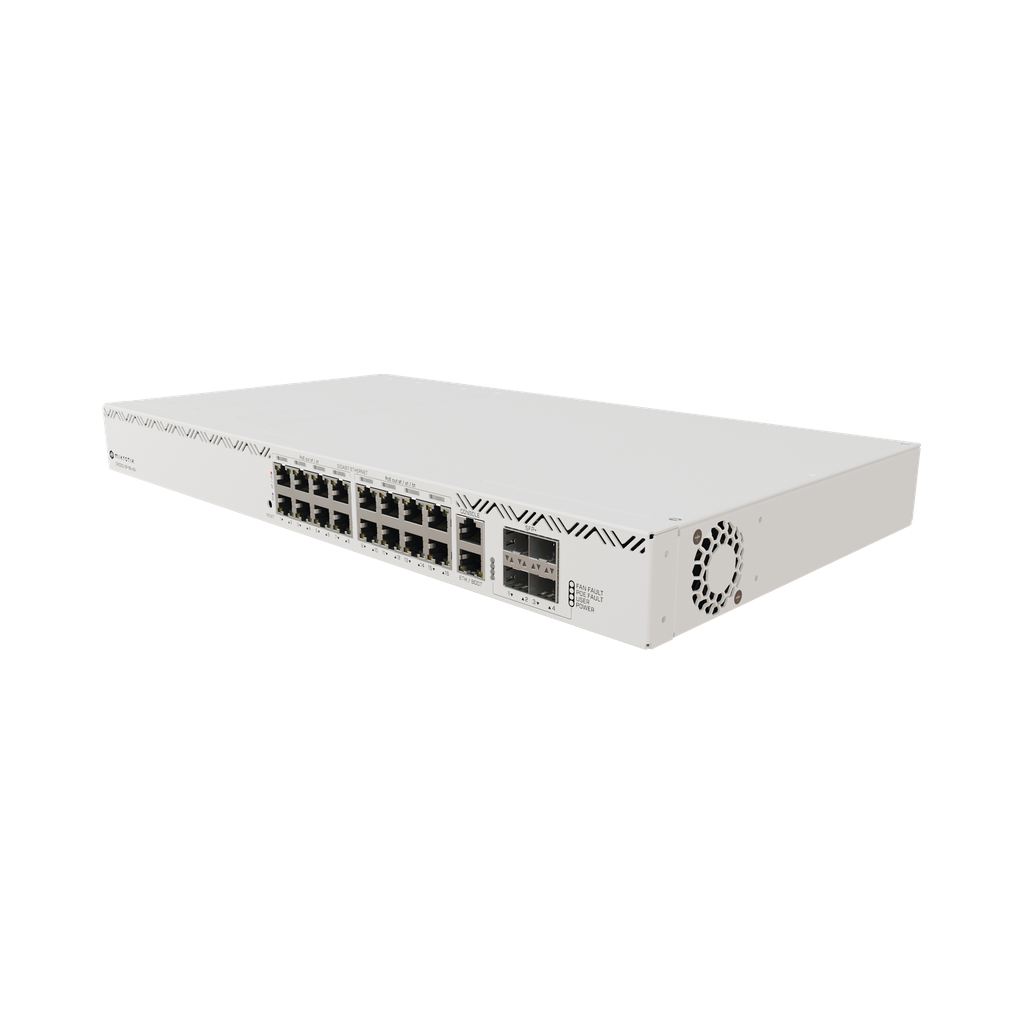 Cloud Router Switch 16 puertos, 8 PoE+ y 8 PoE++, Fuentes redundantes Hot-Swap