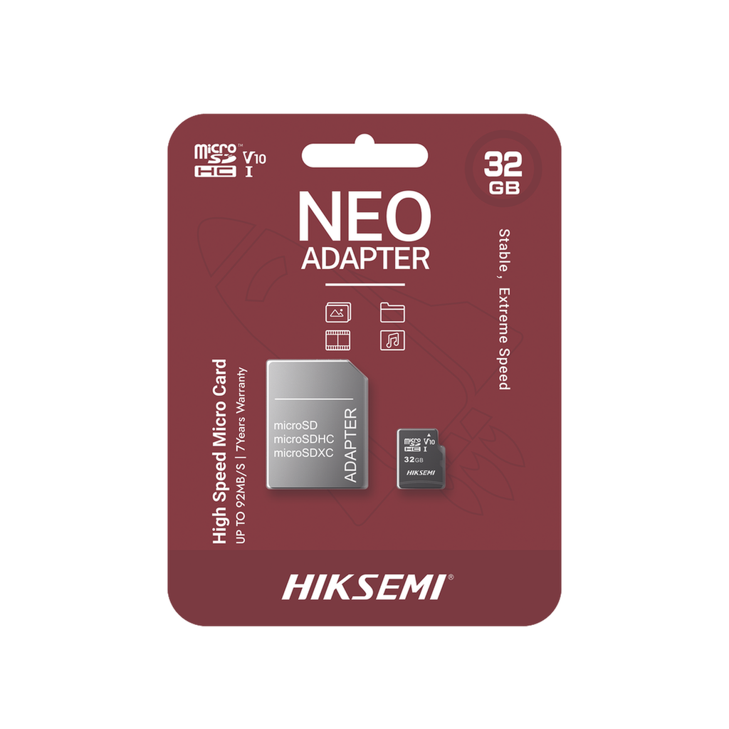 [HS-TF-C1/32G/NEO/A] Memoria microSD con Adaptador Ideal para Celular o Tablet / 32 GB / Multipropósito / Clase 10 / 92 MB/s Lectura / 50 MB/s Escritura