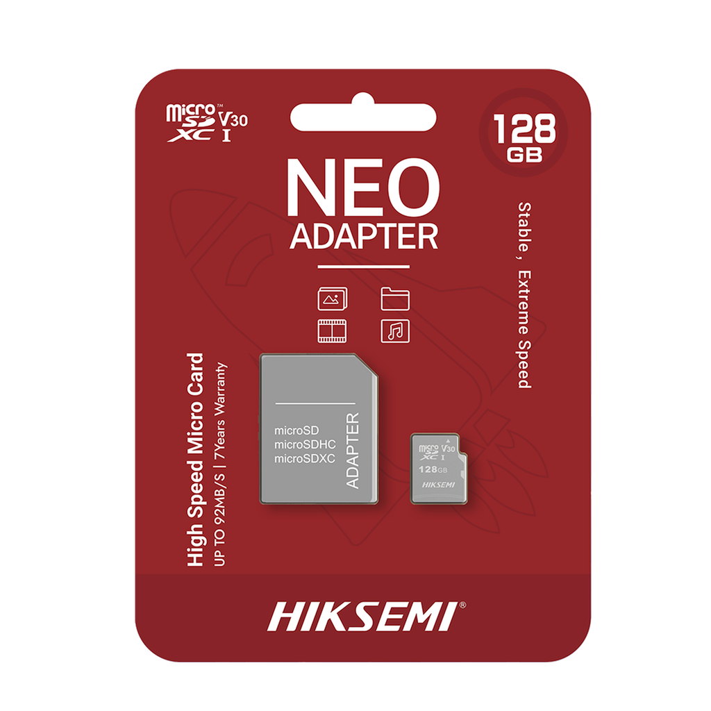 [HS-TF-C1/128G/NEO/A] Memoria microSD con Adaptador Ideal para Celular o Tablet / 128 GB / Multipropósito / Clase 10 / 92 MB/s Lectura / 50 MB/s Escritura