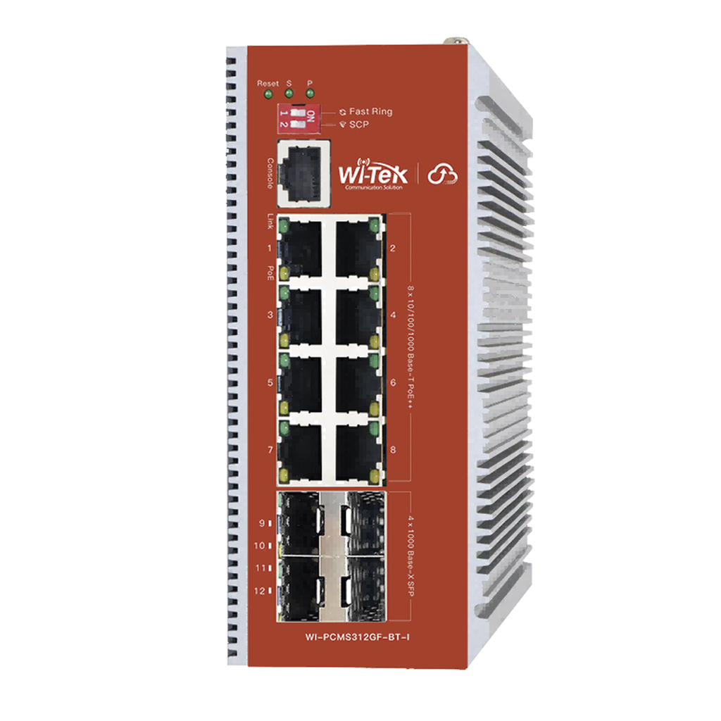 Switch L2+ PoE Industrial / Administración Cloud-Web-CLI / 8 Puertos PoE af/at/bt 100/1000 Mbps / 2 Puertos SFP Gigabit / Presupuesto PoE 460 W / Protocolo ERSP (redundancia enlaces)