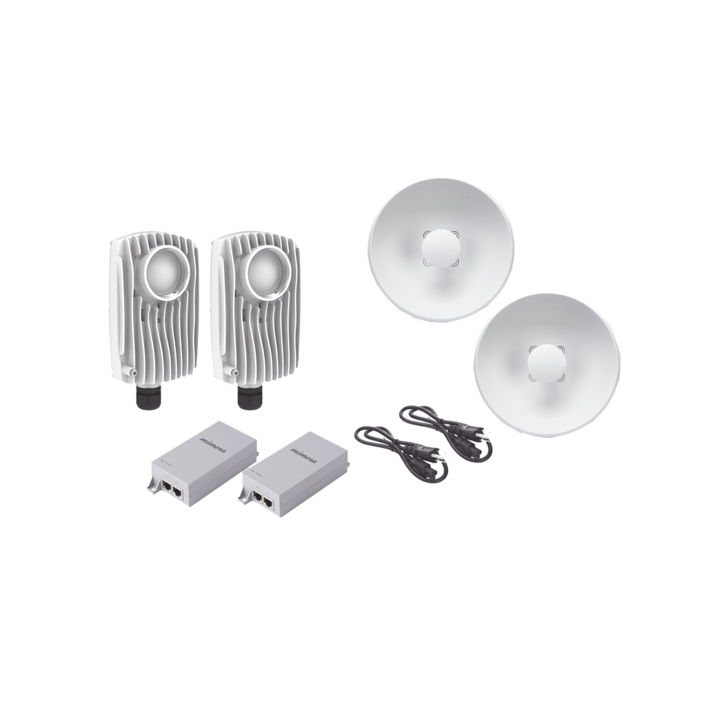 [C6XPTPKIT4] Kit de 2 radios C6X con 2 antenas de (25 dBi), rango de frecuencia extendida (5.1 a 6.4 GHz),  incluye inyector POE, cable de alimentación y 2 FLEXIMOUNT-XL para alineación, distancia de hasta 3 km