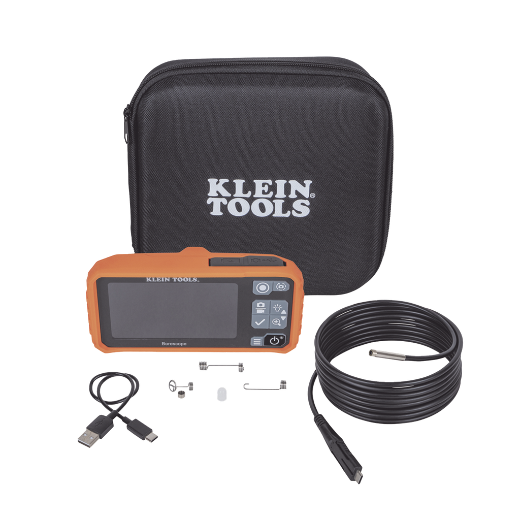 Cámara Boroscopio de Inspección 5.5mm 720p USB-C,  LCD 4.3 Color, Cuello de Cisne Nylon de 10 (3m) con Imán, Espejo, 6 LED´s. Batería Io-Li Recargable. Ideal en Electricidad, HVAC, Plomería y Aviación