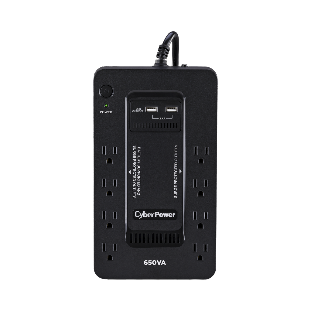 [SX650U] UPS de 650 VA/390 W, Topología Standby con Modo Ahorrador ECO, Entrada 120 Vca NEMA 5-15P, Con 8 Tomas NEMA 5-15R