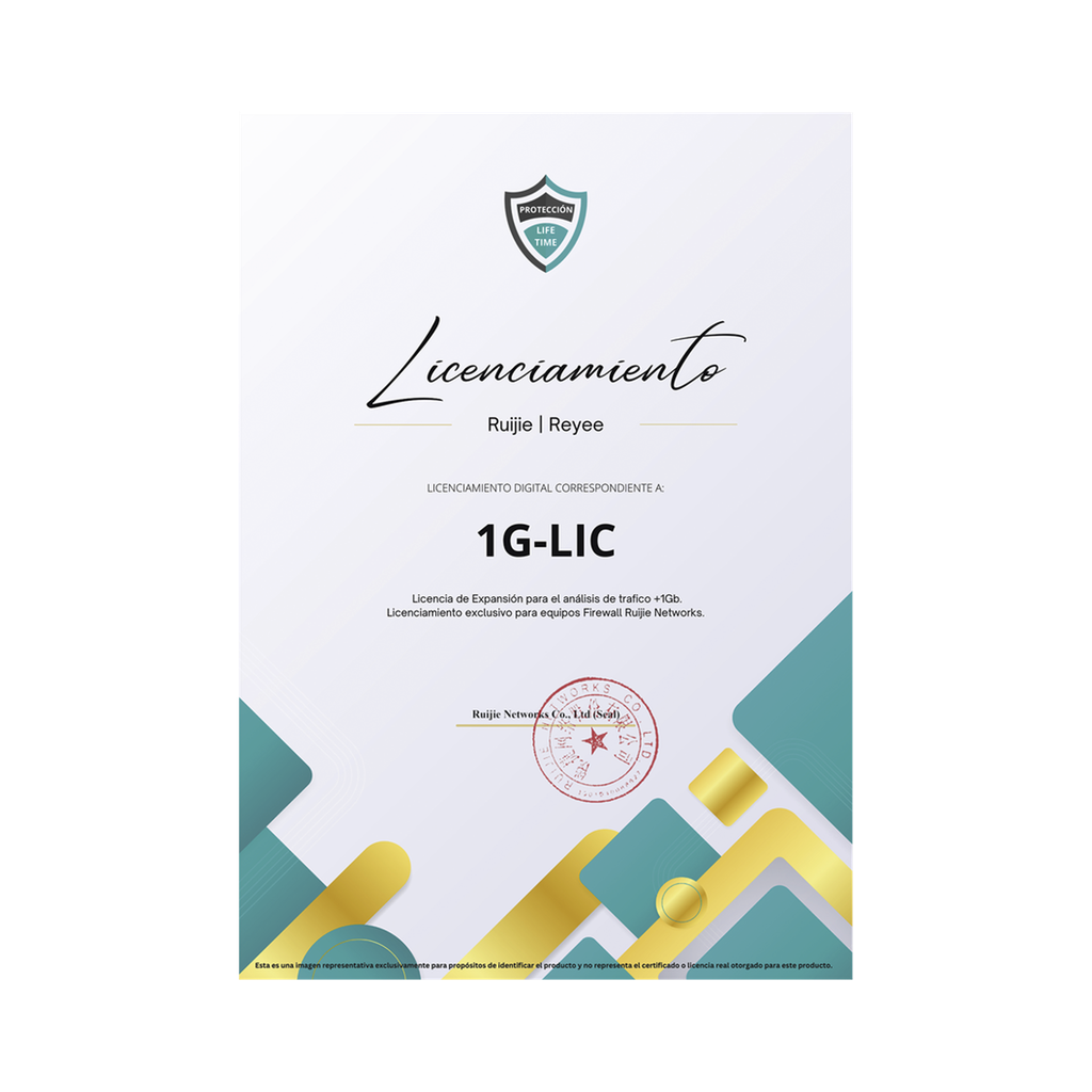 [RG-WALL1600-Z5100-S-1G-LIC] Licencia Perpetua para aumentar en 1Gb el análisis de trafico, Firewall modelo Z5100 series