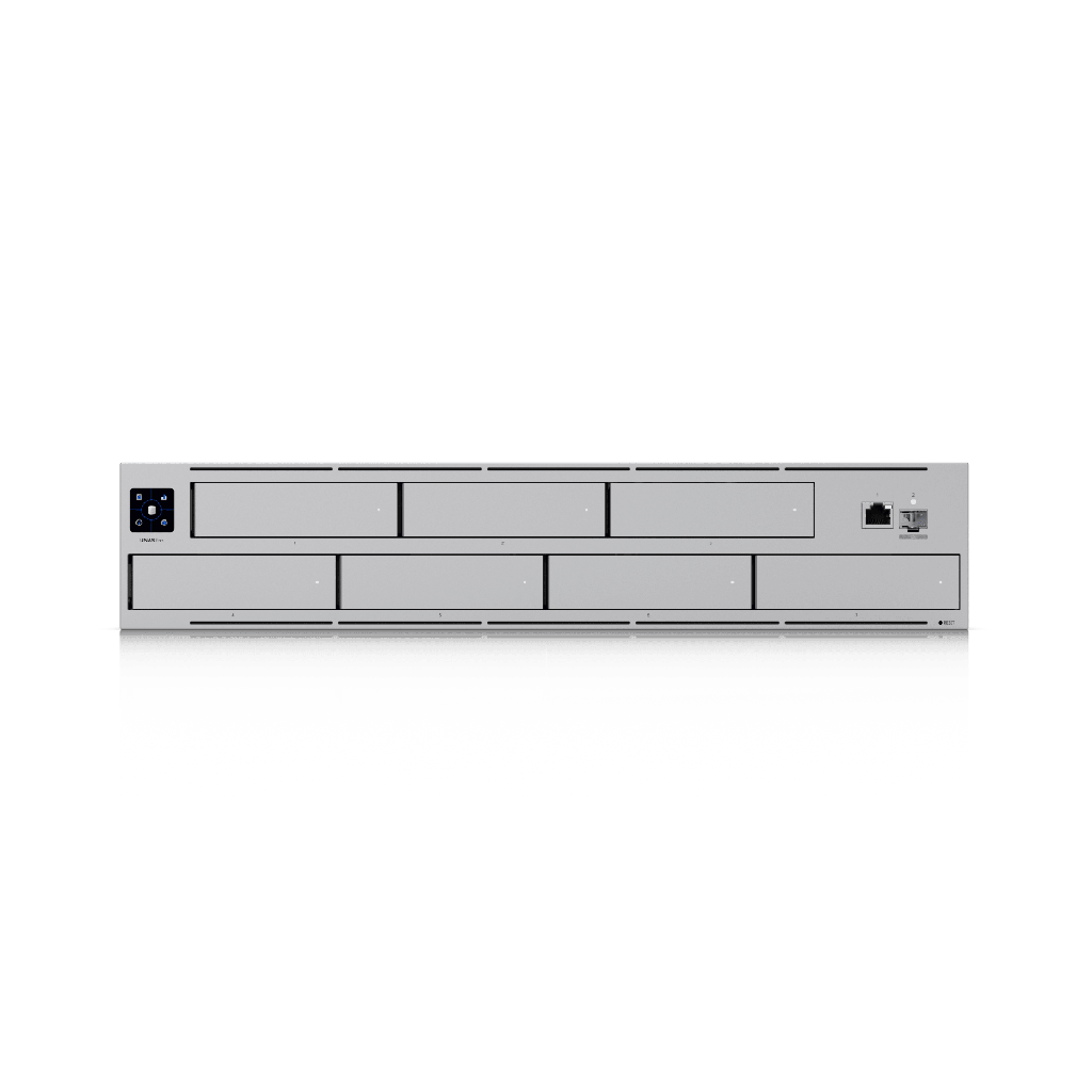 UNAS Pro Servidor de Almacenamiento en Red de 2U Rack con (7) Bahías para HDD/SSD de 2.5/3.5 con 1 Puerto 10GbE  y 1 Puerto SFP+ 10G