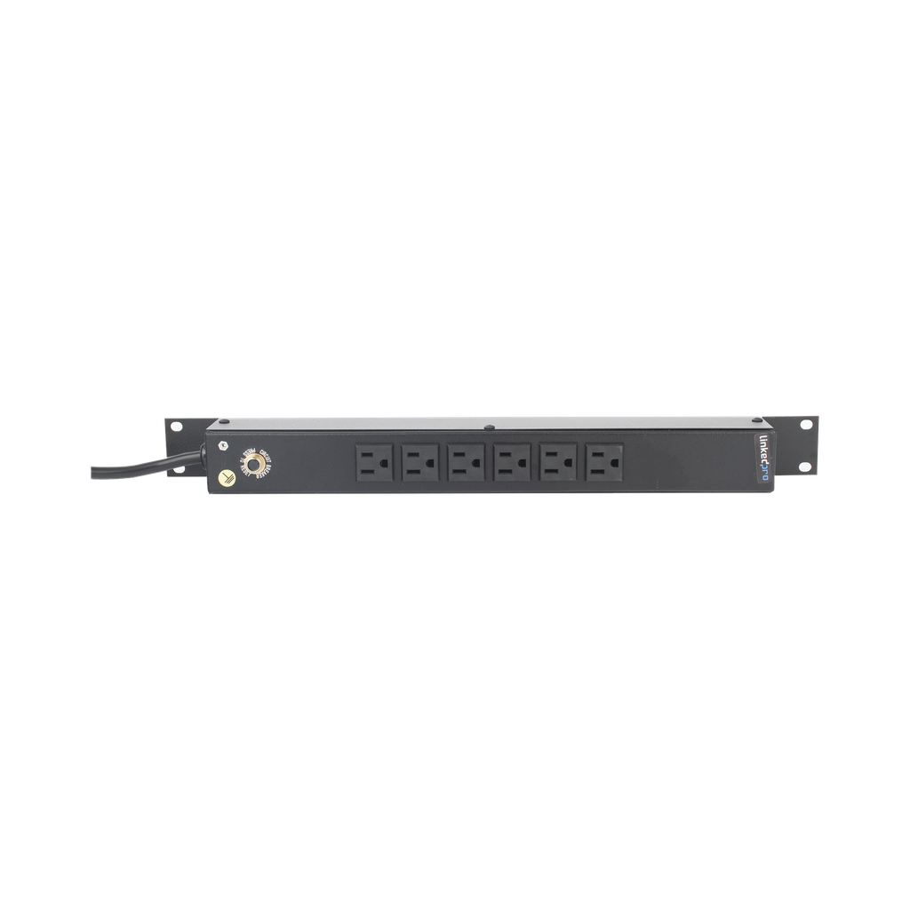 Multicontacto Horizontal (PDU) de 6 Contactos (NEMA 5-15R) Rack 19 1UR. Voltaje Entrada/Salida: 120Vca/15A