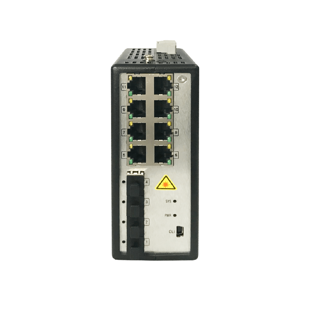 Switch Gigabit PoE+ / Industrial / Administrable / 8 Puertos Gigabit PoE+ (30 W) / 4 Puertos SFP / 250 W Total / 48 a 57 VCD / Ideal para Proyectos