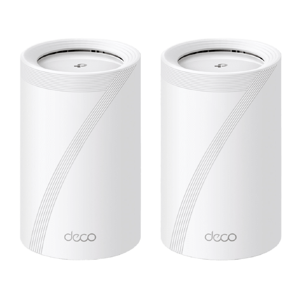 KIT 2 Routers Inalámbrico MESH Interior para Hogar / Triple Banda Wi-Fi 7 BE9300 Mbps / 2 Puerto 2.5 Gigabit WAN/LAN / 4 Antenas Internas / Operación Multi-Link MLO / Administración Mediante la App Deco (iOS, Android) / HomeShield