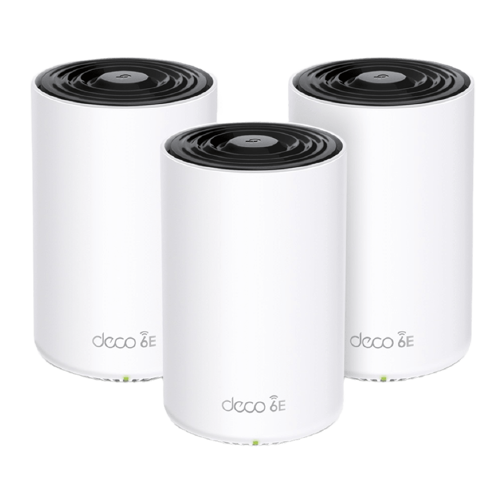 Router Inalámbrico MESH Interior para Hogar / Doble Banda Wi-Fi 6E AX5400 Mbps / 3 Puerto Gigabit WAN/LAN / 4 Antenas Internas / Administración Mediante la App Deco (iOS, Android) / Protección HomeShield
