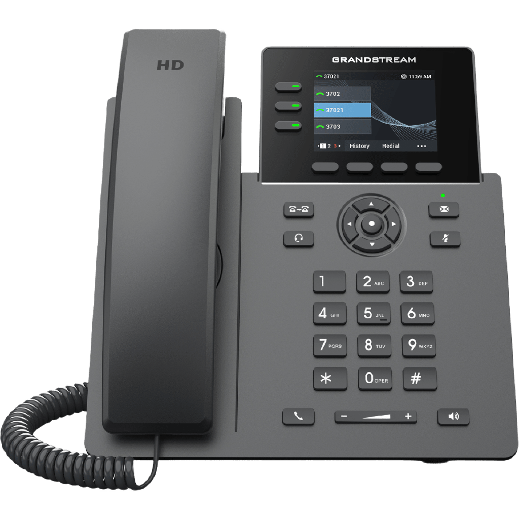 [GRP2611G] Teléfono IP Grado Operador / 3 Líneas / 12 Botones Virtuales Multiuso / Pantalla LCD 2.8 Pulgadas / Puertos Gigabit con PoE / Audio HD / Compatible con GDMS