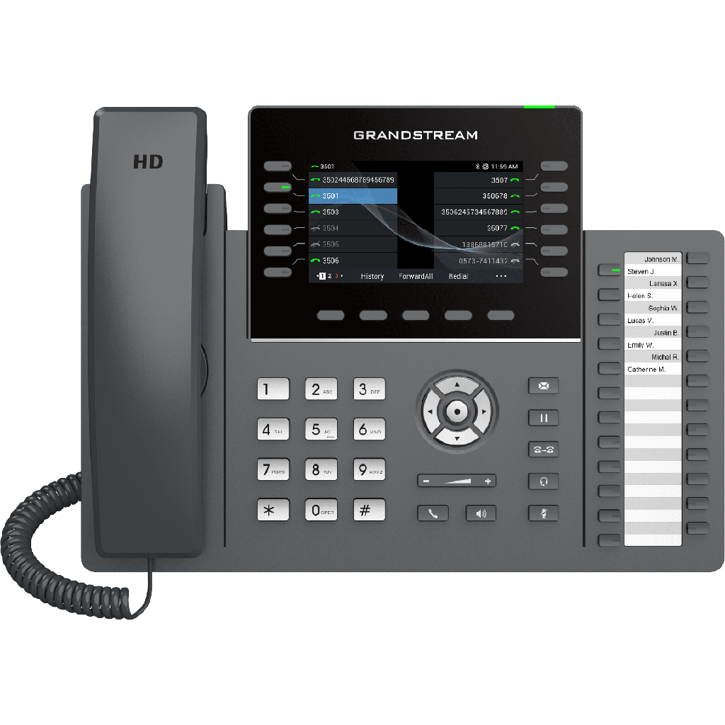 [GRP2636] TELÉFONO IP PROFESIONAL DE 12 LÍNEAS / 24 TECLAS DE EXTENSIÓN PROGRAMABLES / WI-FI 6 / POE INTEGRADO / PANTALLA LCD 4.3 PULGADAS / SEGURIDAD DE NIVEL EMPRESARIAL / BLUETOOTH INTEGRADO / COMPATIBLE CON GDMS / AUDIO HD CON NOISE-SHIELD