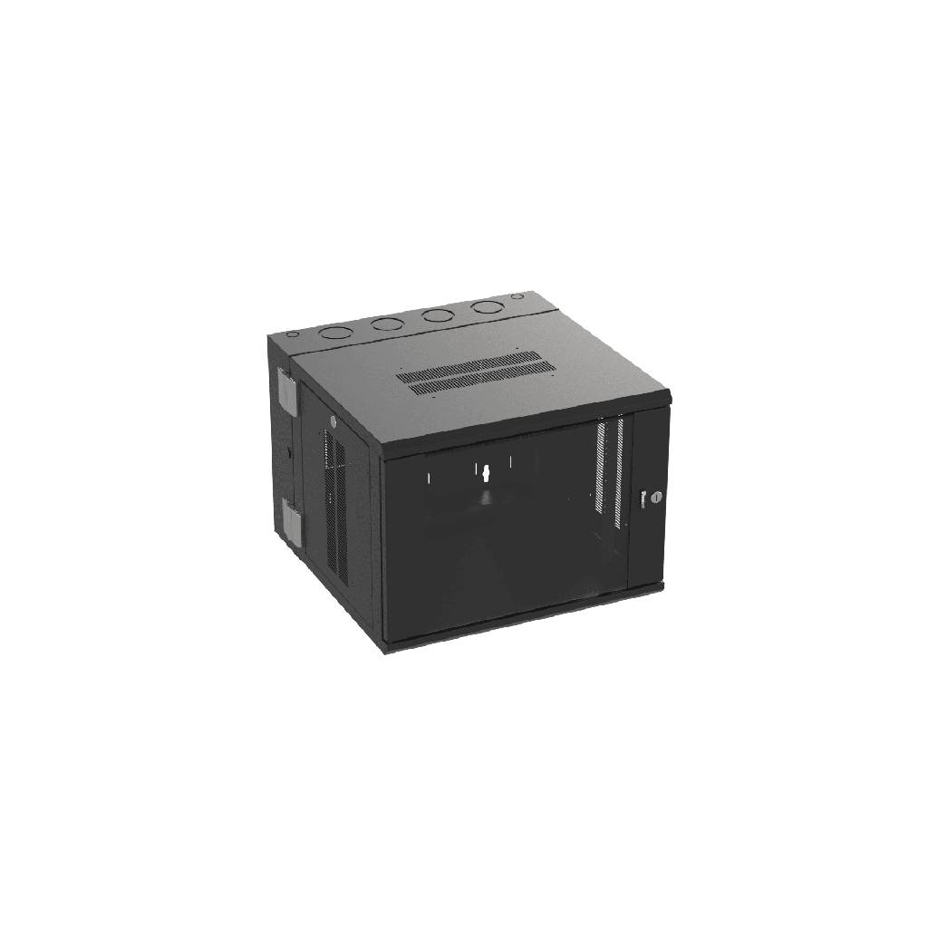 [PZWMC9W] Gabinete PanZone de Montaje en Pared, de 19in, Puerta con Ventana de Seguridad, 9 UR, 635mm de Profundidad, Color Negro