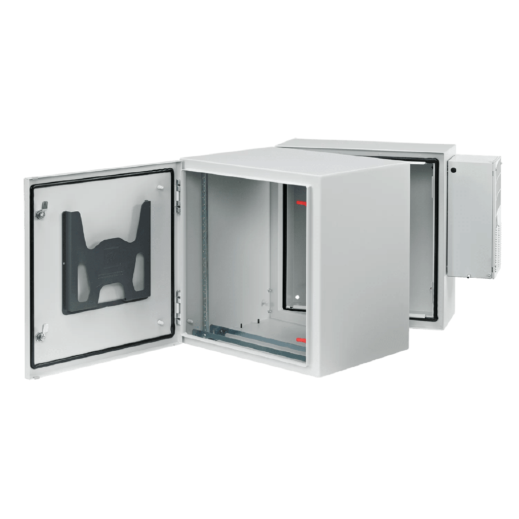 [PTHS362430G4A] Gabinete Industrial ProTek de Puerta Sólida, Con Aire Acondicionado de 4000 BTU, Protección NEMA Tipo 4/12; IP66; IK10, Abatible, Fabricado en Acero, 19 UR, Color Gris Claro