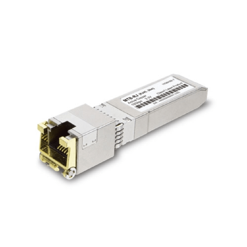 Transceptor Óptico SFP+ a RJ45 / 10 Gbps / Conector RJ45 / 10GBASE-T / Distancia de Hasta 30 m / Operación en Temperaturas Extremas (-40°C a 70°C.