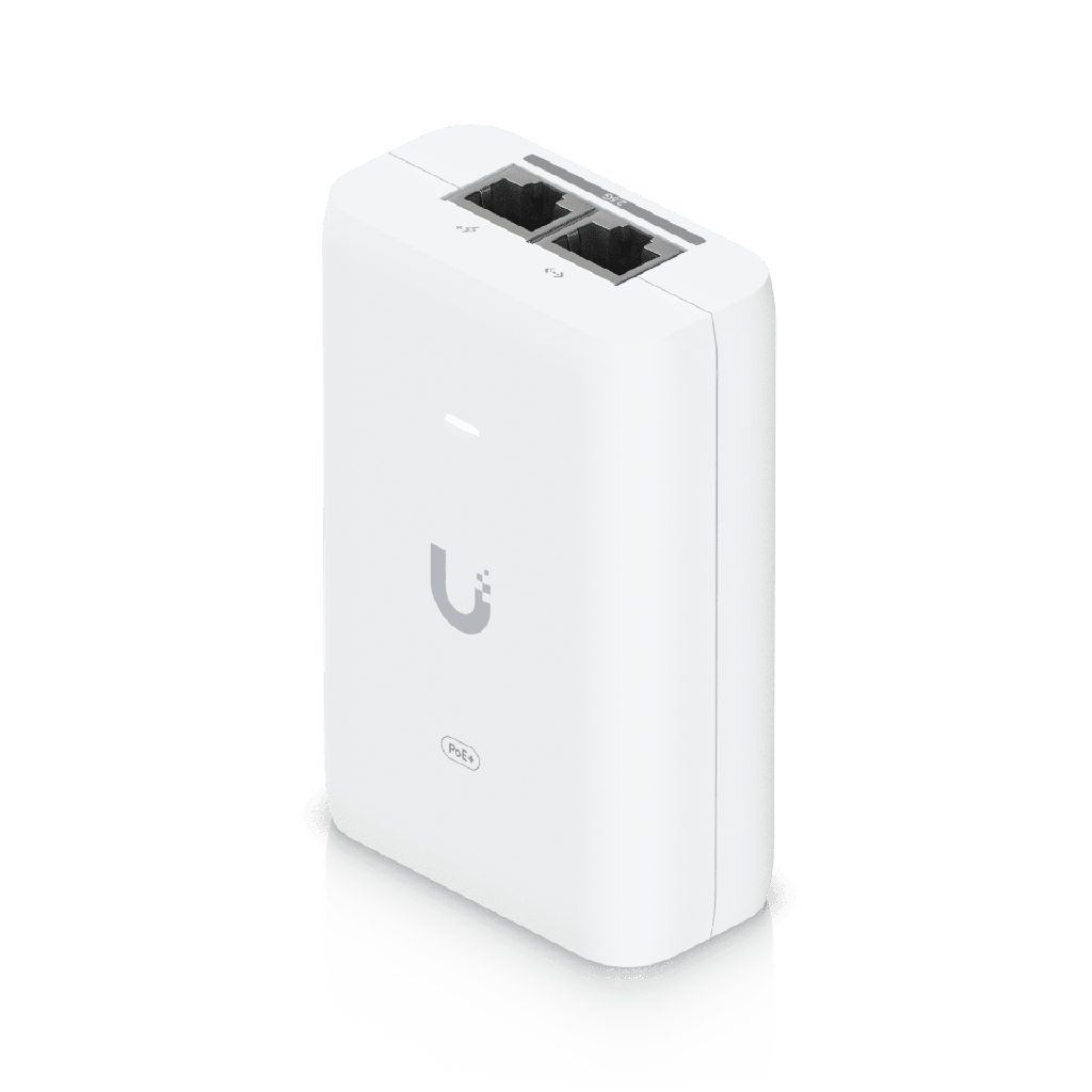 Adaptador PoE+ 2.5G / hasta 30 W / 48V 0.65A / (2) Puertos RJ45 MultiGigabit 2.5G / Salida PoE+ / LED Indicador / Ideal para APs UniFi WiFi 7 / / Protección contra Sobretensiones