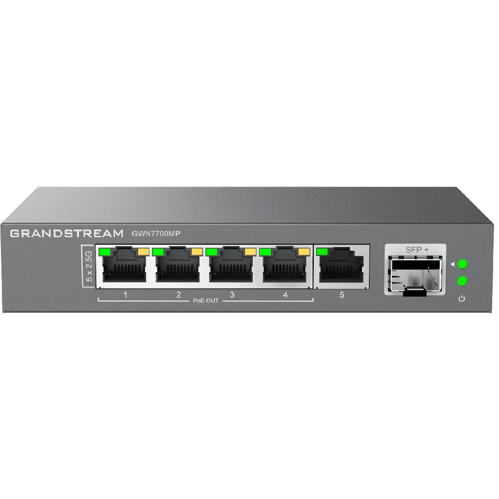 Switch de Red Multi-Gigabit No Administrable / 5 Puertos de2.5 Gbps (4 PoE) / Puerto SFP+ Fibra 1 o 10 Gbps / Montaje en Escritorio o Pared / Plug-and-Play / Tecnología Verde