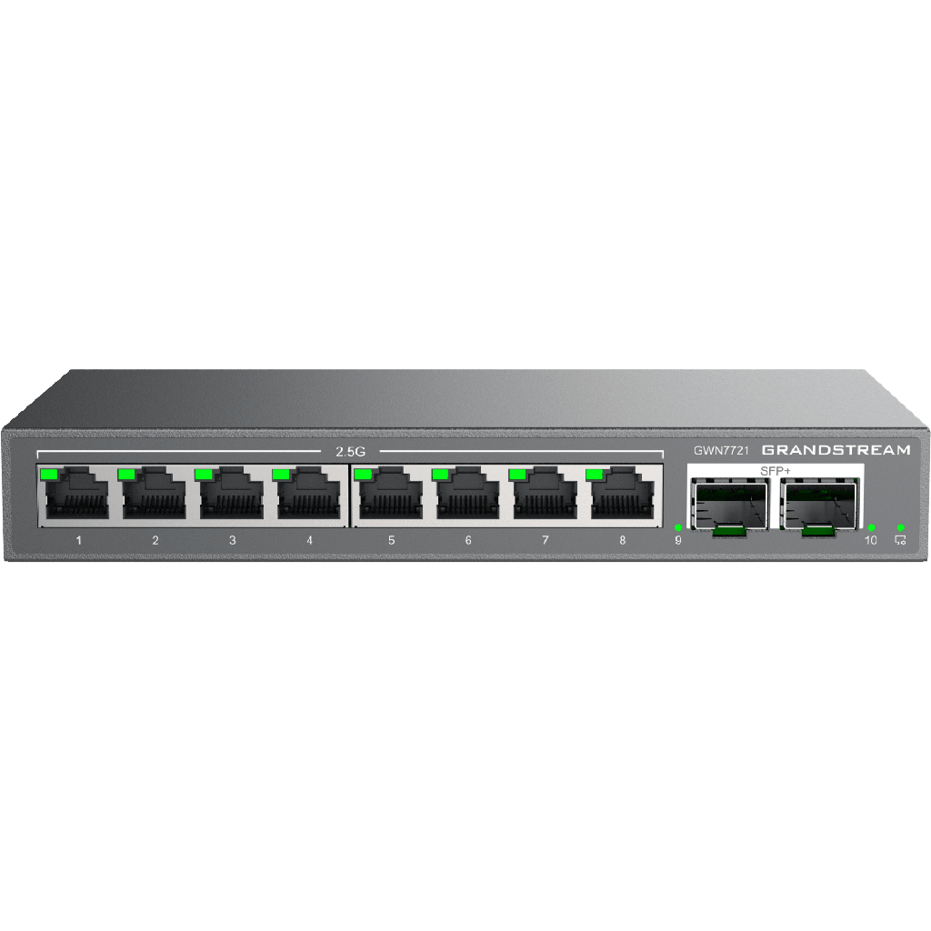 Switch L2 Lite Administrable de 10 Puertos / 8 Puertos Ethernet 2.5 Gigabits / 2 Puertos SFP+ 10 Gigabits / VLAN / QoS / Montaje en Escritorio o Pared / Compatible con GDMS