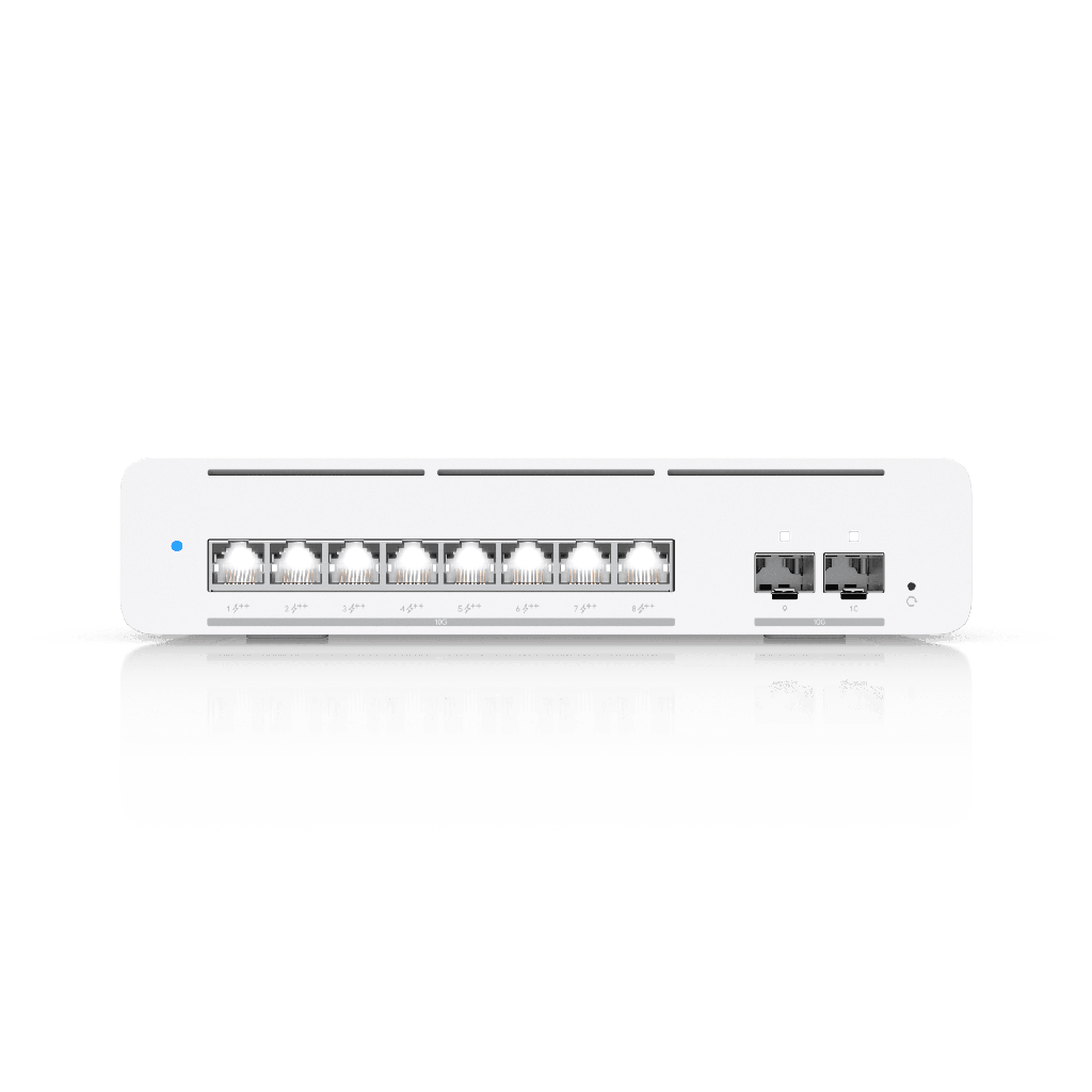 USW Pro XG 8 PoE Switch PoE++ Capa 3 Etherlighting? de 8 Puertos 10GbE (Todos PoE++) y 2 Puertos SFP+ con Disponibilidad PoE de 155W