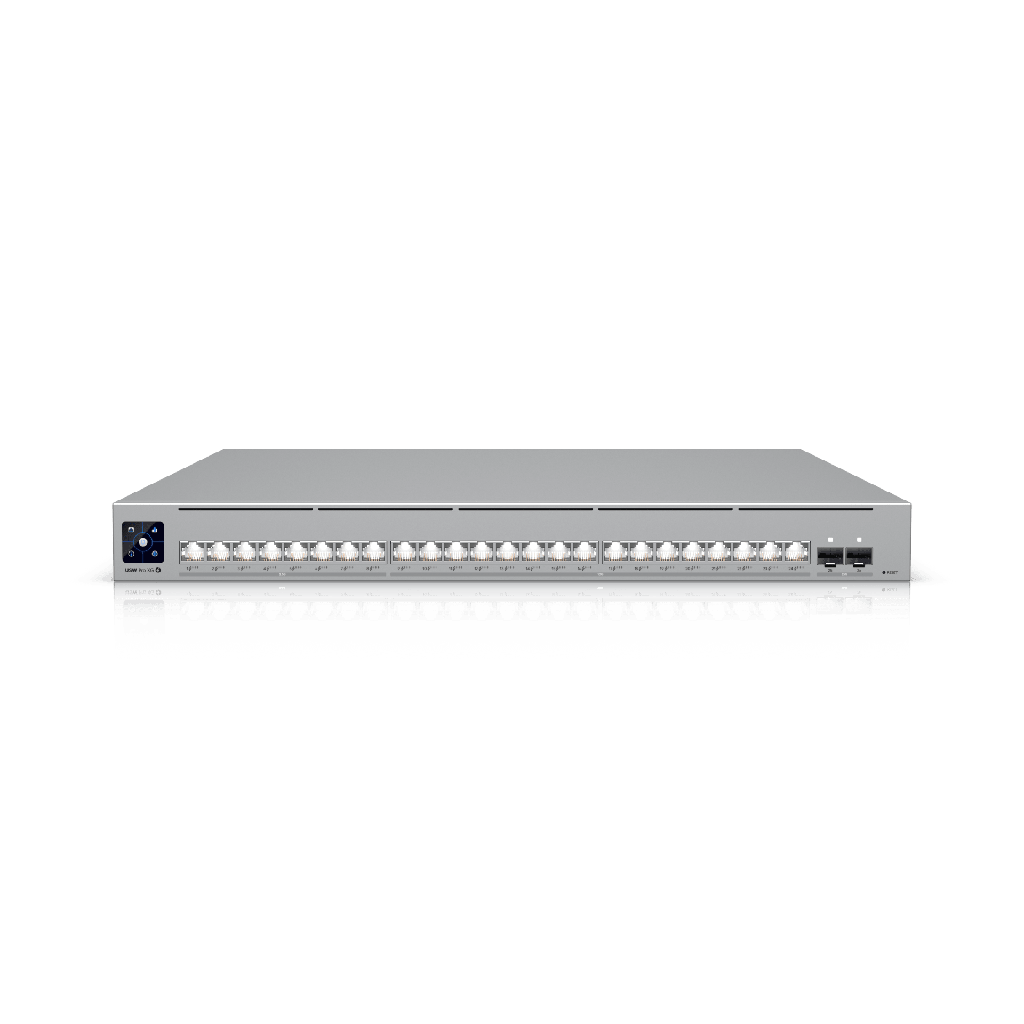 UniFi Switch USW-Pro-XG-24-PoE / Capa 3 / 24 puertos PoE+++ (16 × 10 GbE, 8 × 2,5 GbE) + 2 puertos SFP28 25 G / 720 W PoE total