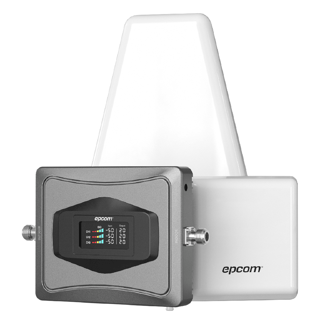 [EPTB4GV3] Kit Amplificador de Señal Celular 4G / Mejora las llamadas convencionales y VoLTE / Soporta los datos de las tecnologías 2G, 3G y 4G de TELCEL, AT&T y MOVISTAR / Cubre hasta 600 m2.